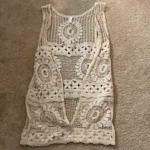 Long sleeveless crochet vest